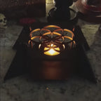 Wooden Geometric Tribal Candle Holder Table