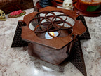 Wooden Geometric Tribal Candle Holder Table