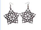 Wooden Mandala Geomteric Star Boho Earrings