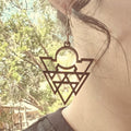 Wooden Tribal Geometric Boho Triangle Earrings