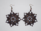 Wooden Geometric Boho Hippy Warped Flower Star Earrings