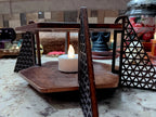Wooden Geometric Tribal Candle Holder Table