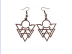 Wooden Tribal Geometric Boho Triangle Earrings