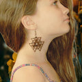 Wooden Geometric Tribal Triangle Earrings