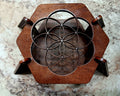 Wooden Geometric Tribal Candle Holder Table