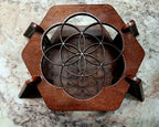 Wooden Geometric Tribal Candle Holder Table