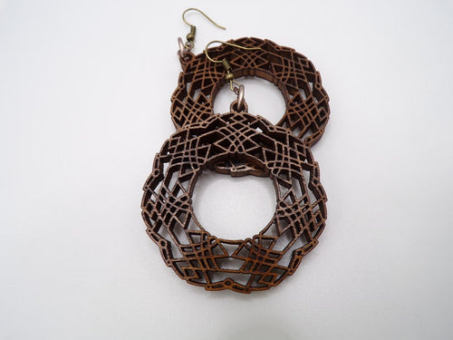 Wooden Geometric Celtic Knot Circle Earrings