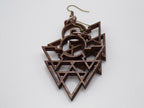 Wooden Tribal Geometric Boho Triangle Earrings